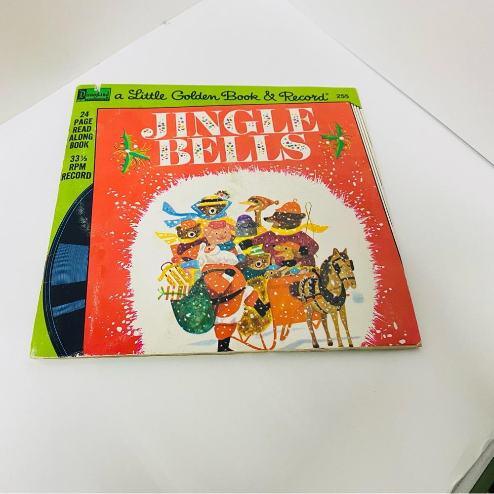 Vintage Jingle Bells Little Golden Book & 33 1/3 Vinyl  Record Christmas Classic